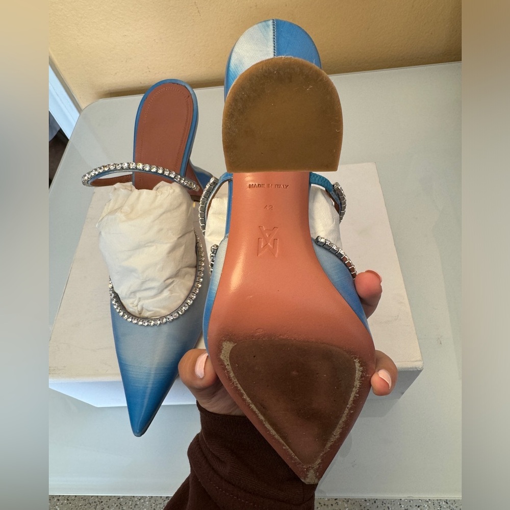 AMINA MUADDI GILDA MIRROR MULES OMBRÉ BLUE WHITE SIZE 42 WOMENS HEELS - Picture 3 of 12